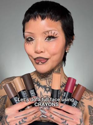 A post by @meicrosoft on TikTok caption: A full face and demo of the @makeupforever Artist Color Crayon! Of course it wouldn’t be me without making the look a little outlandish 😂 available @sephoracanada #makeupforeverpartner 