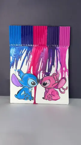 A post by @yasminartdrawing on TikTok caption: Stitch Crayon Melted Art 🖍💖💙 #diy #Stitch #brasil🇧🇷 #arte 