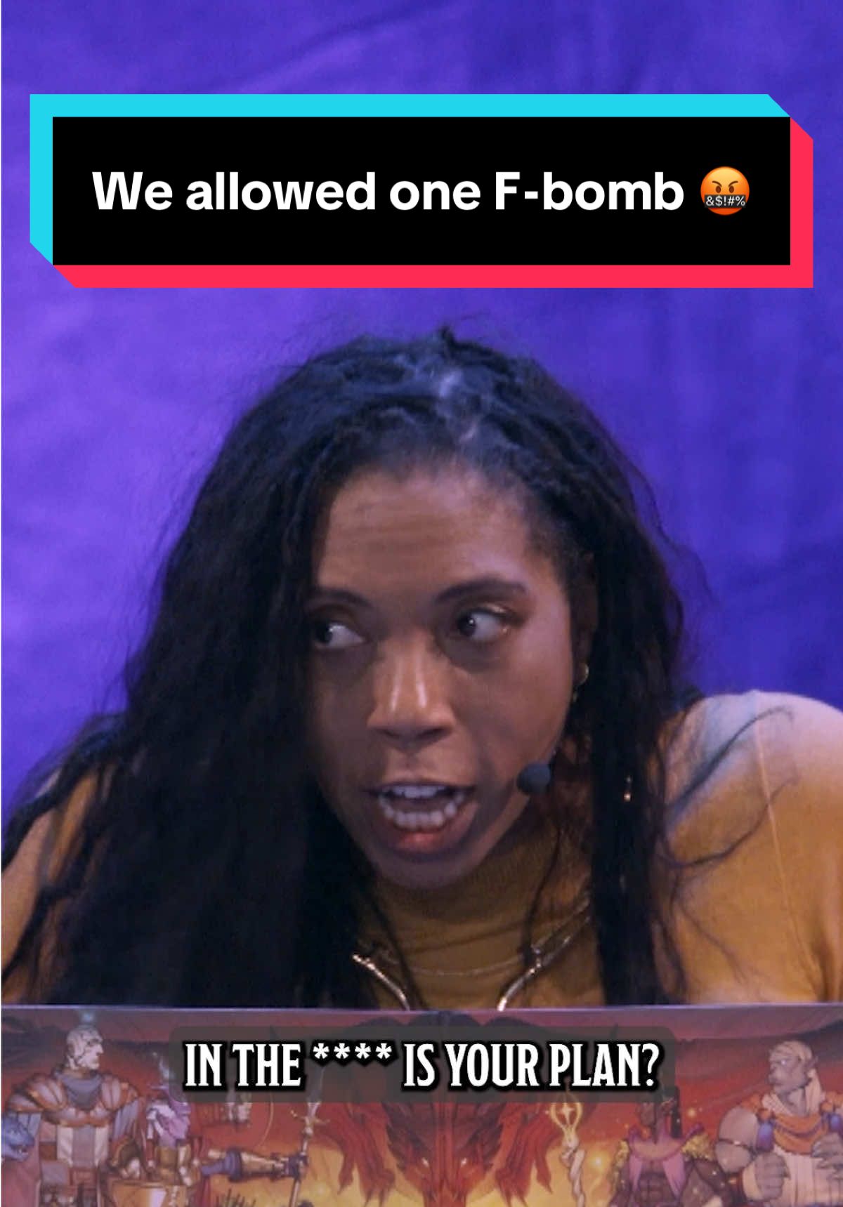 A post by @dnd on TikTok caption: We gave the cast of D&D Live permission to drop one F-bomb... here's how that went. #DnD #dndtiktok #dndtok #dungeonsanddragons #dndlive #bg3 #baldursgate3 #astarion #wyll #karlach #laezel #aabriaiyengar #mcchicago #dungeonmaster 