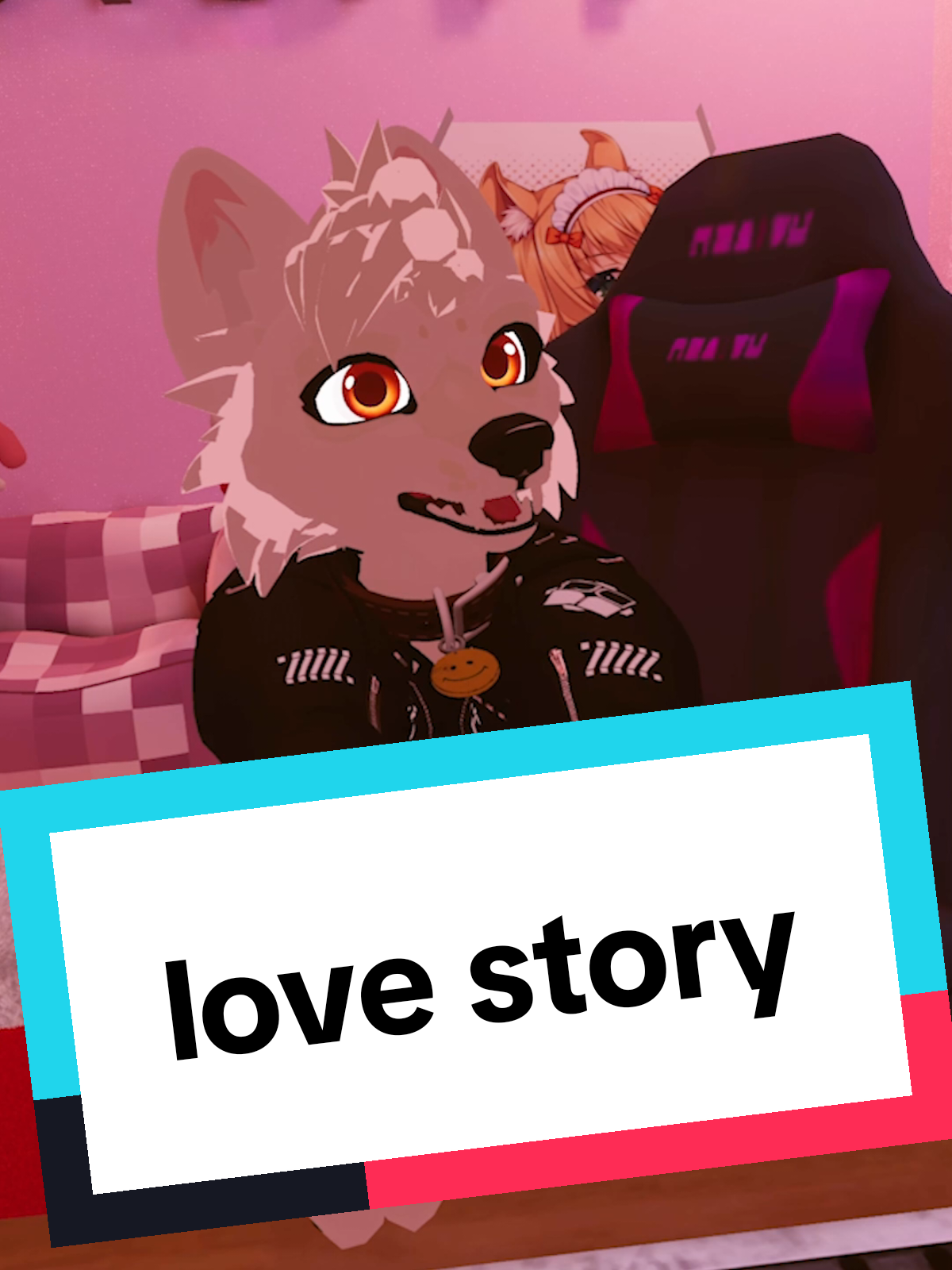 A post by @pupperdavey on TikTok caption: a love story...  third time's the charm? (with @pdcyber ) #nekogirl #vrchat #actionmovie #vrc #love #crush #furrymeme 