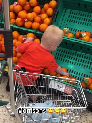 A post by @jayandfouroriginal on TikTok caption: Nooo 😅 how cute are these little trolleys though, Cassius loved it … Zak did too tbh #fyp #goviral #trolleydash #trolley #morrisons #foodshop 