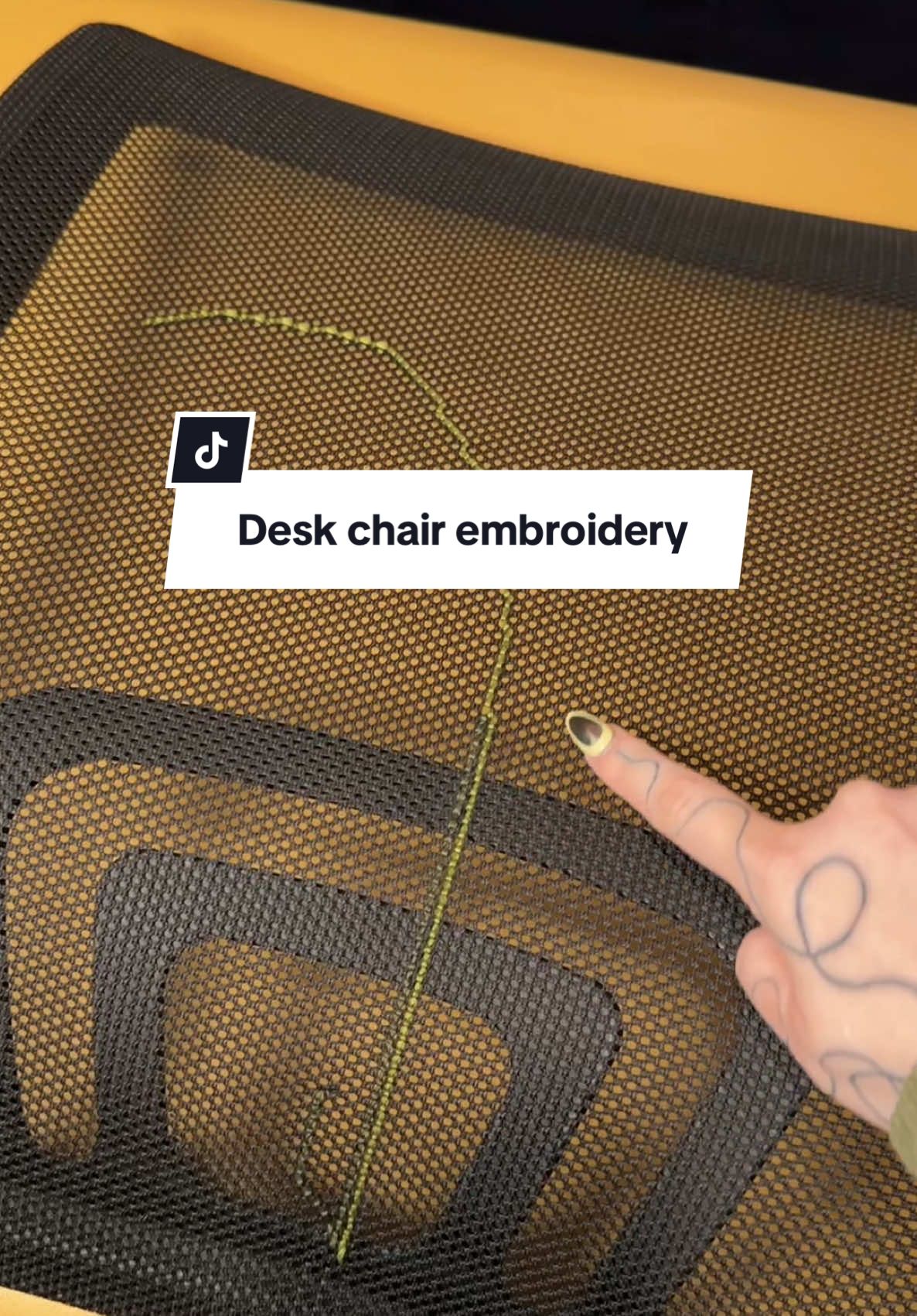 A post by @emilyrayna on TikTok caption: Embroidering my desk chair to make it prettier! #diyproject #workfromhome #upcycle #diyhomedecor #interiordesigner 