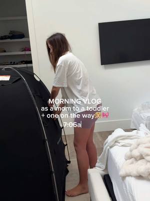 A post by @taylorrandsoph on TikTok caption: Love me some mornings with my babies👏🏼🌊 — links to everything in our bio on my LTK! #taylorandsoph #morningroutine #Vlog #mom #momlife #beach #vacation #pregnant 