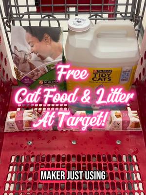 A post by @kouponingwithkristy on TikTok caption: FREE cat food and litter at Target!! #targetdeals #target #targethaul #targetcouponing #couponcommunity #couponing #coupon  #save #savemoney #deals #howtocoupon 