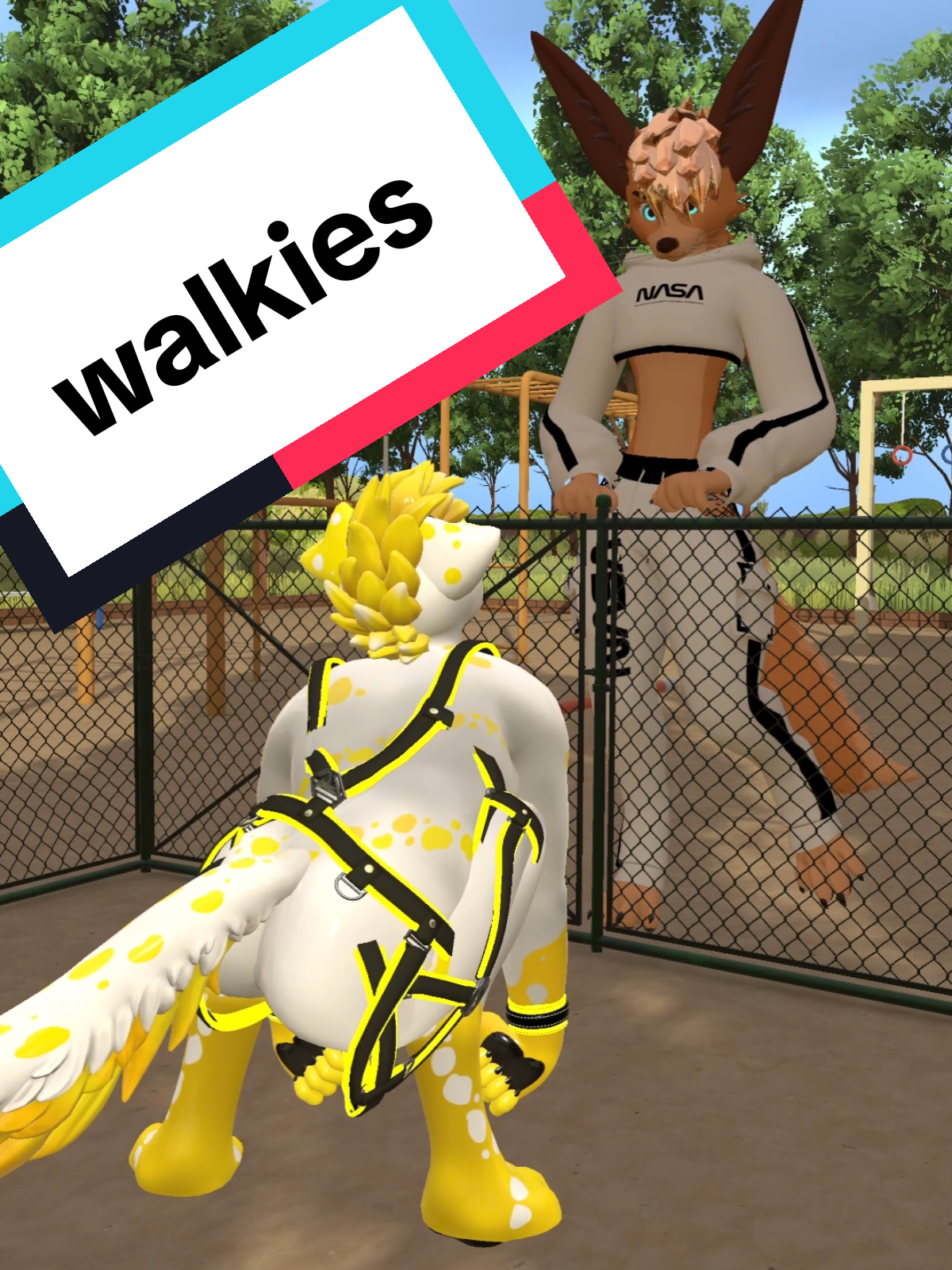 A post by @pupperdavey on TikTok caption: dogs make such intense eye contact when they 💩  (with @mrwuckywucky) #furrymeme #vrc #vrchat #furry #relatable #dog #dogmeme 