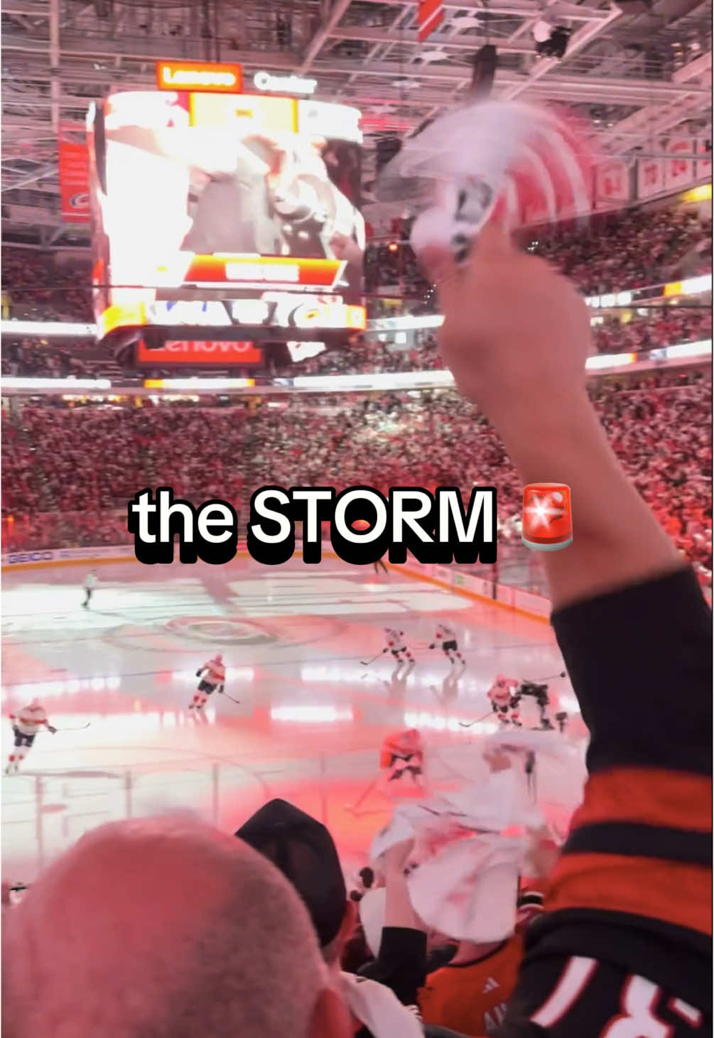 A post by @canes on TikTok caption: Welcome to the LOUDEST house #canes #nhl #playoffs #lenovocenter #loudesthouse