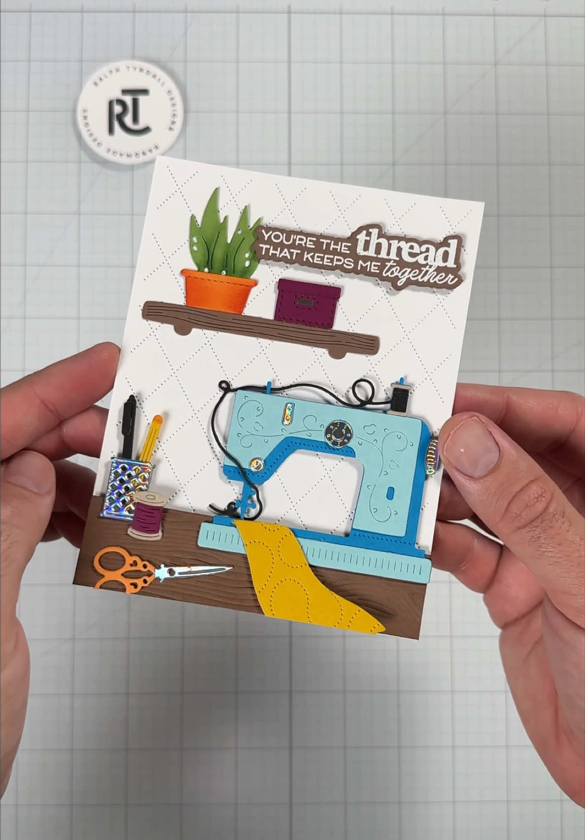 A post by @ralphtyndall on TikTok caption: Replying to @little.old.me.13 full disclosure…I’ve never used a sewing machine in my life 🫣 #cardmaking #asmr #craft #Art #diy 