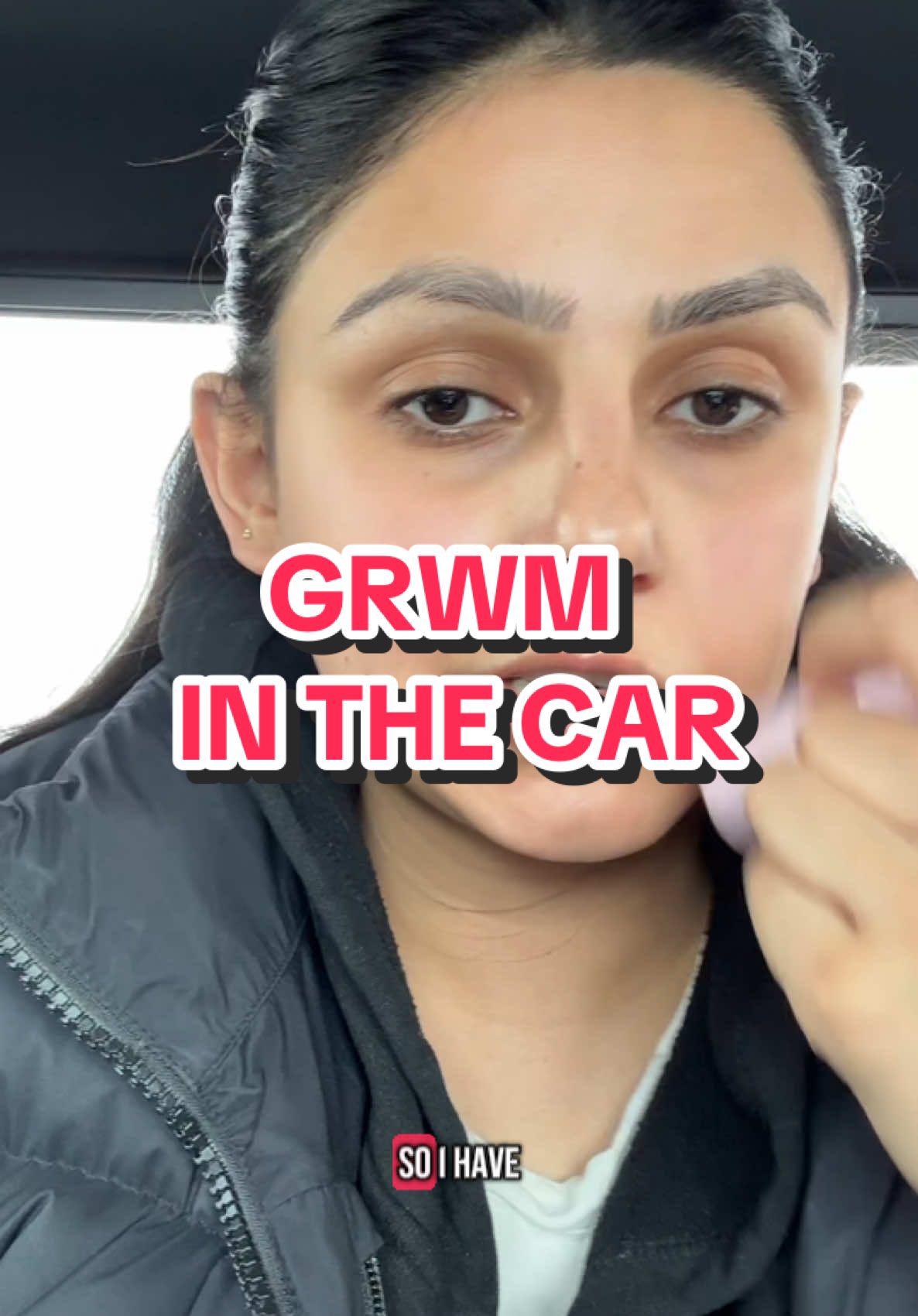 A post by @glambygilly on TikTok caption: GRWM in the car again 🤣 #grwm #makeuptiktok #makeup #getreadywithme #carmakeup  @Maybelline NY @Clé de Peau Beauté US @NARS Cosmetics @BenefitCosmeticsCA @Rare Beauty @Guerlain @SACHEU Beauty US @SACHEU Beauty @touchland @makeupforever @DALBA @Gisou @Milani Cosmetics @Tower 28 Beauty @Glow Recipe 
