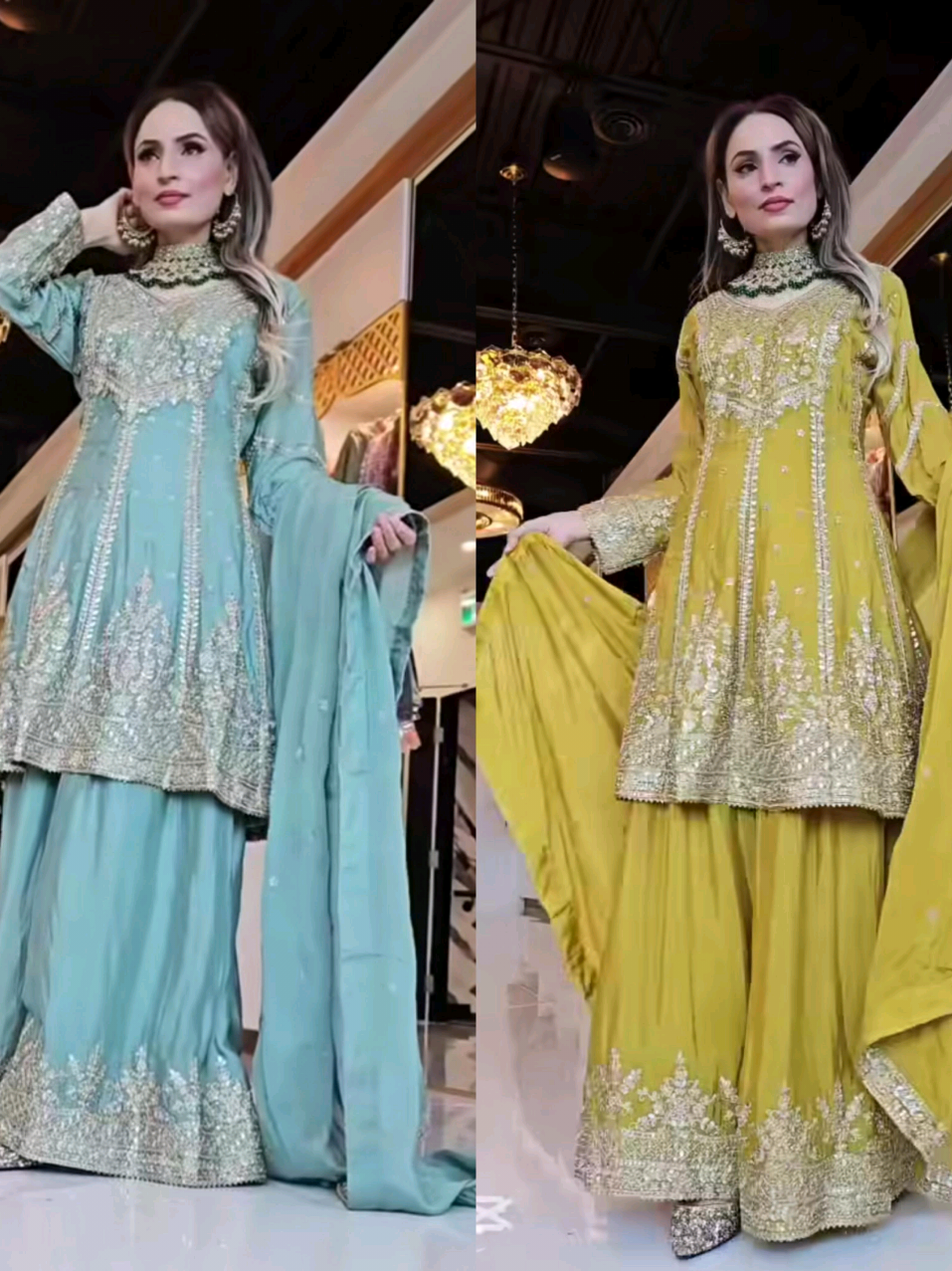A post by @toni_collection on TikTok caption: worldwide shipping available #clothes #viral #punjabisuit #ladiesclothes #eveninggown #punjabidress #desi #fashionlady 
