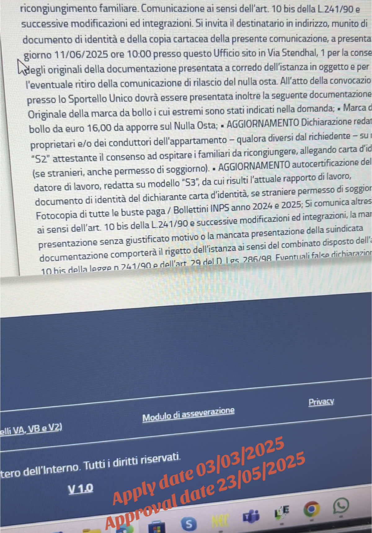 A post by @farihamitu20 on TikTok caption: #nullaosta #ricongiungimentofamiliare #prefettura #roma #immigrazione #convocazione 