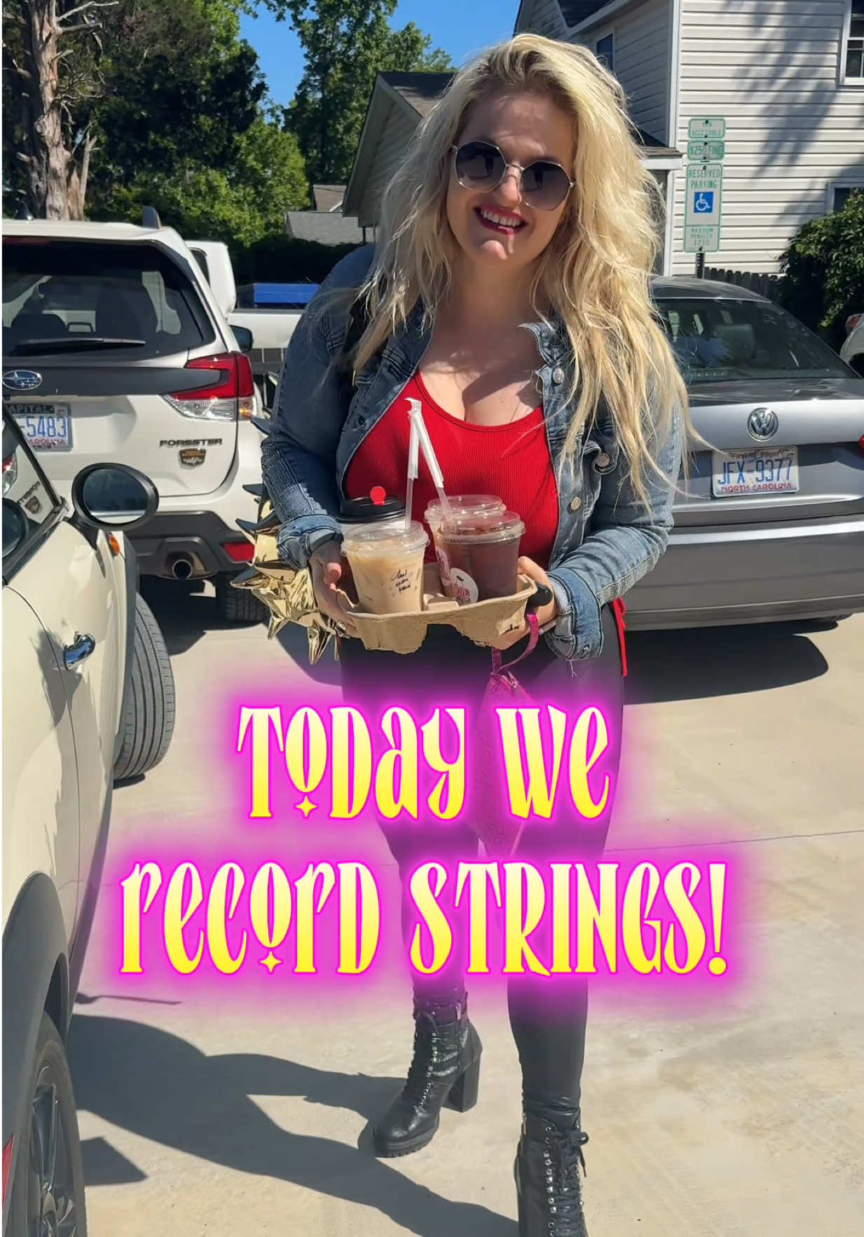 A post by @madgallica on TikTok caption: We recorded some string options for my new single! Cellist: Hillary Flowers / Violinist: Aria Diloreto 🎻 Recorded at Hourglass Studios ✨ #madgallica #bts #recording #violin #cello #NewMusic #originalmusic #newsong