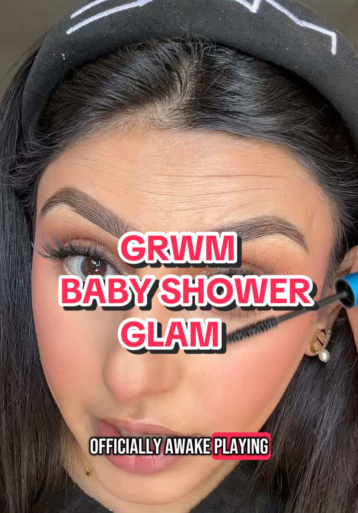 A post by @glambygilly on TikTok caption: GRWM for baby shower 🩵🙊 #grwm #makeuptiktok #getreadywithme  @Ultra Violette Australian SPF @milkmakeup @Estée Lauder @Huda Beauty @hudabeautyshop @Charlotte Tilbury @urban decay @maccosmetics @makeupforever @Sephora Collection @Too Faced @YSL Beauty @Milani Cosmetics @MINA BAIE 