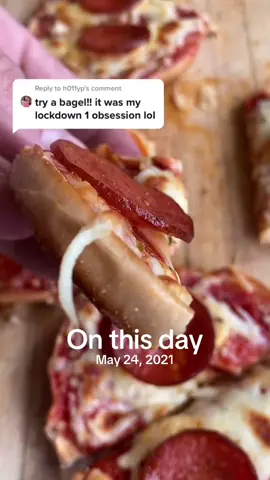 A post by @daddymaycooks on TikTok caption: #onthisday who remembers when my content was pizza obsessed! #fyp #foryou #viral #daddymaycooks #mayfamily #daddymay #pizza #bagel