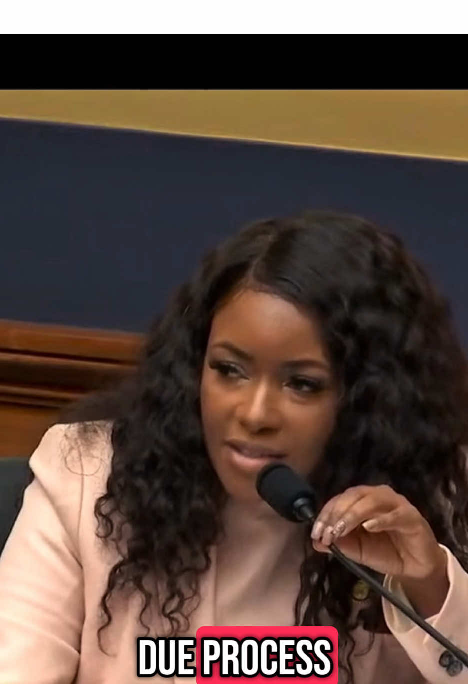 A post by @repjasmine on TikTok caption: Yes, due process applies. Yes, even if you don’t like it. #jasminecrockett #holyairball #dueprocess #constitution101 #constitutionfordummies #trump 