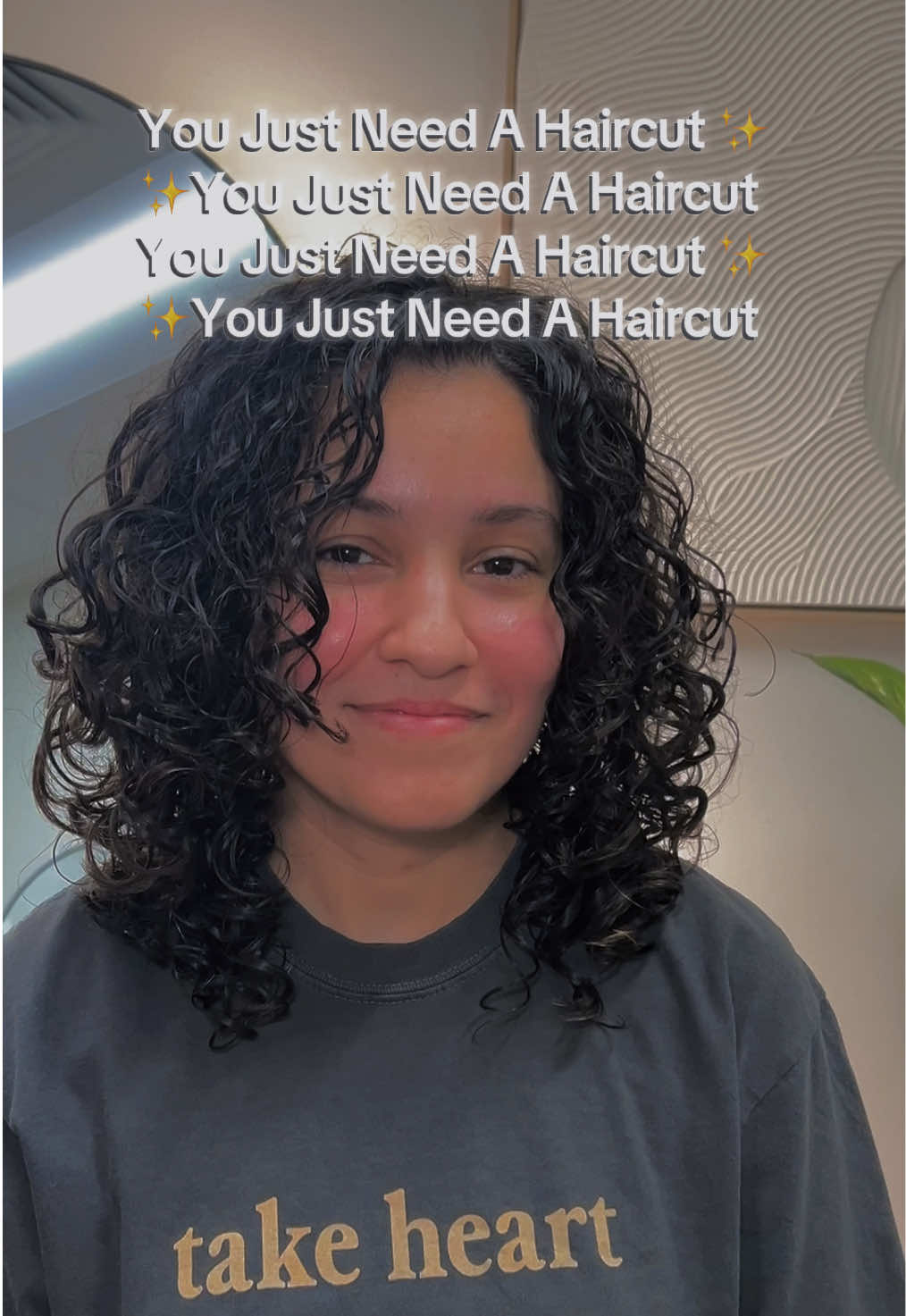 A post by @bmariee3 on TikTok caption: ✨ You Just Need A Haircut ✨ #newflame #curlyhaircut #htxhairstylist #sugarlandtx 