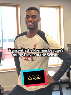A post by @liverpoolfc on TikTok caption: In training with the @Premier League Young Player of the Season 💫 #lfc #liverpool #PL 