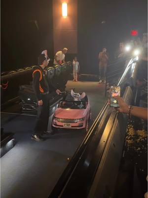A post by @disneystudios on TikTok caption: he did it again. stitch stopped by @Regal to a packed @4DX screening of #LiloAndStitch to say… enjoy the show!