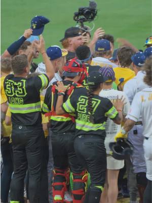 A post by @thesavbananas on TikTok caption: We were so fortunate to have Purple Heart recipient and Wounded Warrior, Lonnie Gaudet, join us for one of the most heartwarming moments in Banana Ball history 💜 #savannahbananas #MLB #baseballmom #veteran #wholesome #purpleheart 