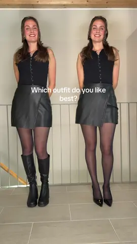 A post by @nylonbea on TikTok caption: boots or kitten heels? 