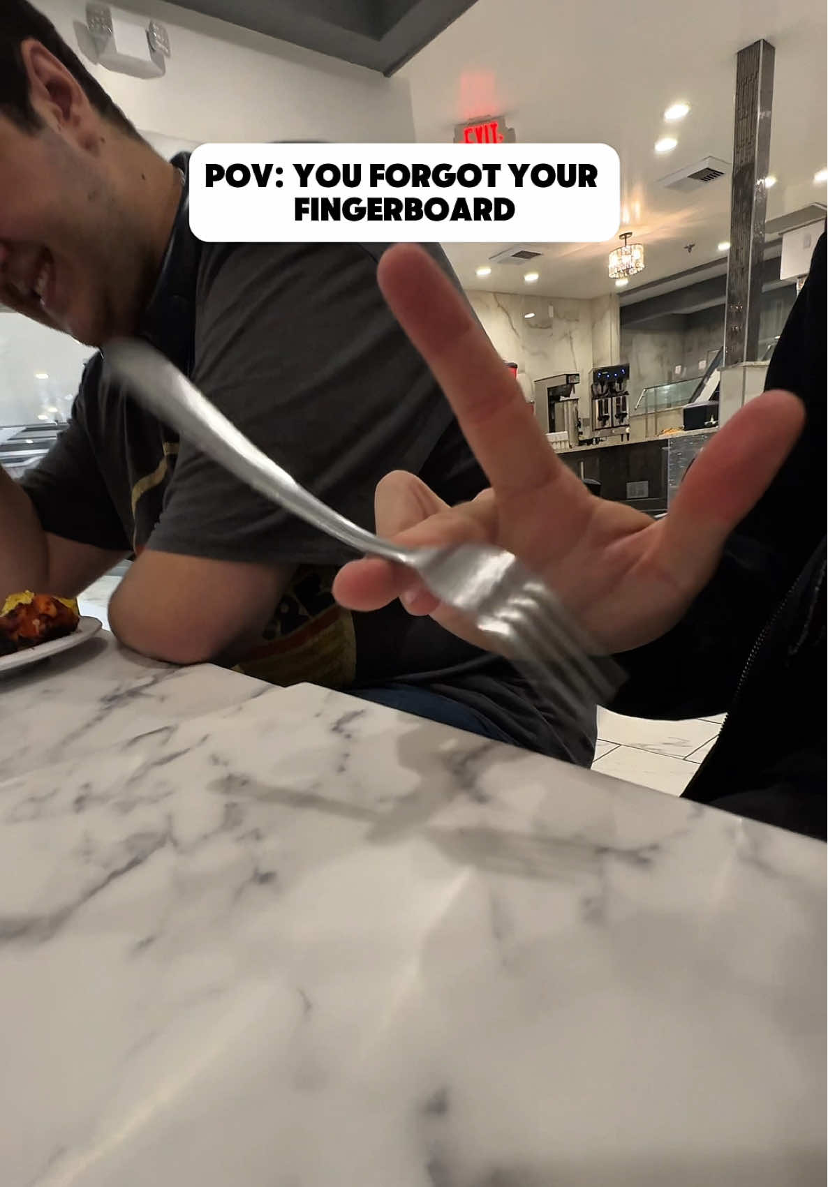 A post by @jakepfb on TikTok caption: The only clip I got on the Fork until I was forced to stop😓  #fingerboard #fingerboarding #fingerskate #fingerboards 