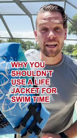 A post by @dutchintheusa on TikTok caption: “Lifejackets are for boats — not swim lessons. 🛟✨ Give your child the freedom to move, float, and learn with proper swim aids designed for water confidence and safety. #SwimSmart #LearnToSwim #WaterSafety”