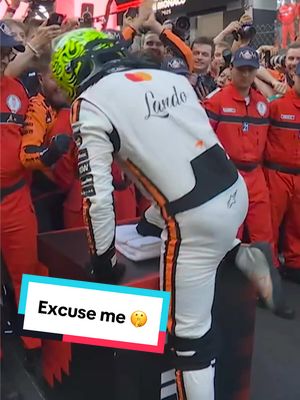 A post by @f1 on TikTok caption: lando said i’m just gonna borrow this real quick 🤫 #F1 #formula1 #monacogo #landonorris #mclaren 