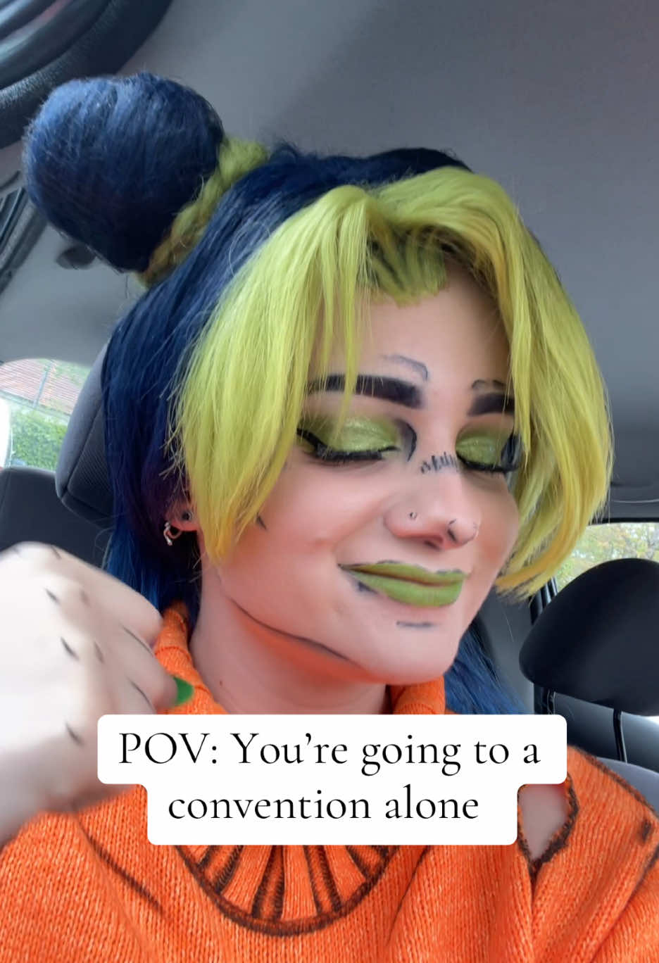 A post by @leannmel on TikTok caption: I was actually shitting my pants and yes, not my greatest experience 🥲 #jolynekujo #jolynecujoh #jolynecosplay #jolynekujocosplay #jojosbizarreadventure #jojoscosplay #animuc2025 