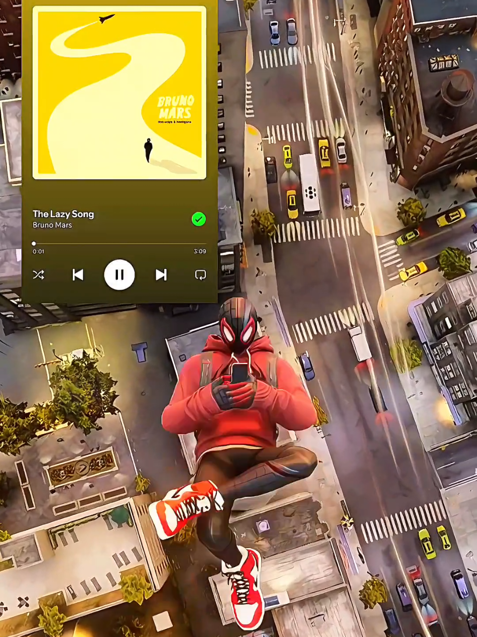 A post by @dolofx on TikTok caption: the lazy song by bruno mars 🥱 happy memorial day!  #spiderman #milesmorales #brunomars #lazysong #nostalgiamusic #lyrics #music #foryou #fyp 
