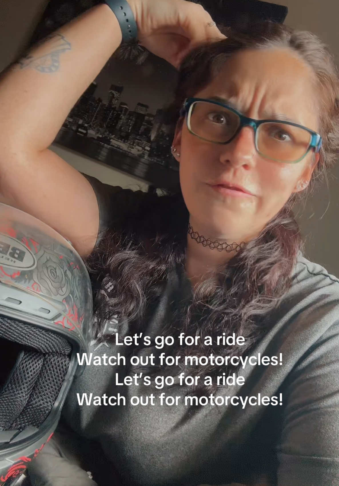A post by @fatalvixxn on TikTok caption: With riding szn upon us WATCH OUT for motorcycles. Those riders have a family & loved ones to come home too! #ridesafe #ridingszn #motorcycle #summer #happy #bikerswife #fyp 