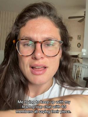 A post by @ilonamaher on TikTok caption: Please hold the jokes, I’m trying to find the session plan. (We also have like three different chats for different things)