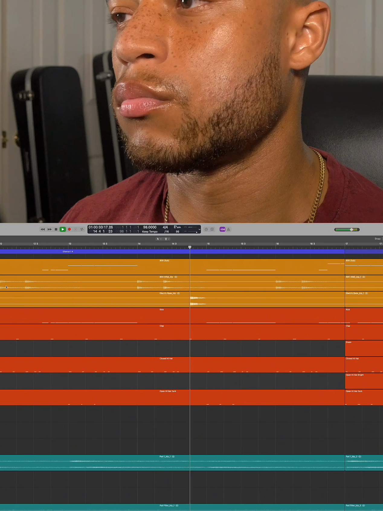 A post by @lmarquee on TikTok caption: Let's make a chill west coast beat. Who do you hear on this beat? #MakingBeats #ProducerTok #MusicProduction #musicproducers #LogicPro 