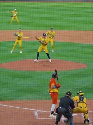 A post by @thesavbananas on TikTok caption: One thing about @Danny is he is gonna nail a Bruno Mars dance🤷‍♂️ #brunomars #finesse #savannahbananas #bananaball 