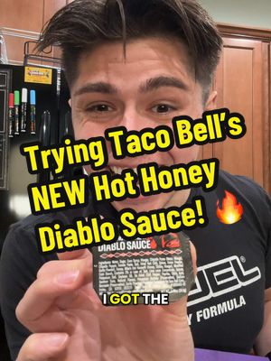 A post by @dannydorito23 on TikTok caption: Replying to @MR Skyfred  Trying Taco Bell’s New Hot Honey Diablo Sauce! 🔥 #tacobell #food #review #tastetest 