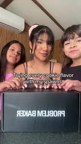 A post by @arimonika on TikTok caption: Trying every cookie flavor with my spawns . DONT LET MELANIE FOOL YOU , SHE TRIED EVERY COOKIE FIRST EXCEPT ONE 😂. #imyourmomnow #momanddaughter #familyvlog #sahm #momsoftiktok #momlife #cookiereview #ratingcookies #stuffedcookies #problembakercookies #problembaker @Problem Baker 