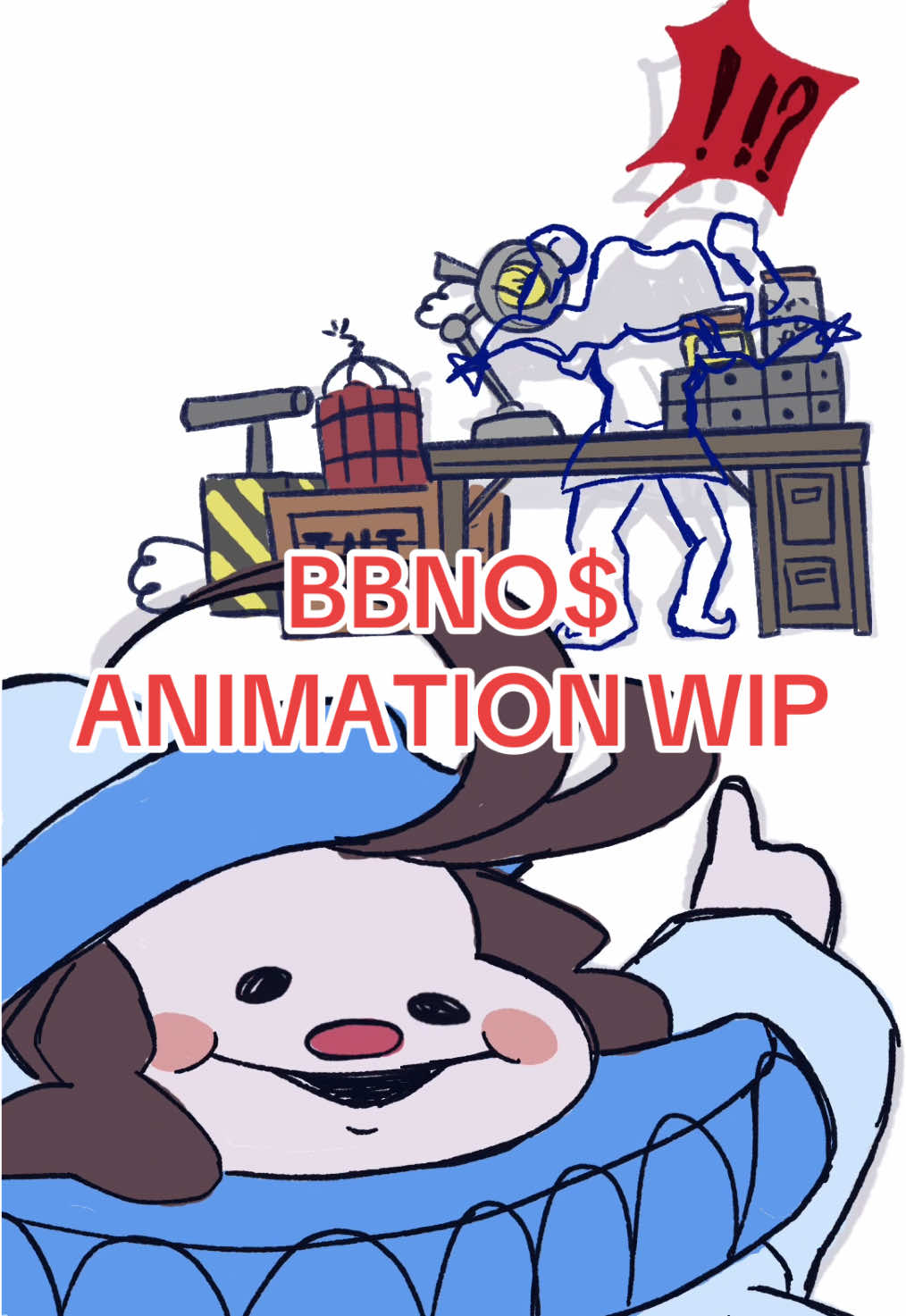 A post by @sparkle.clown on TikTok caption: Updated WIP!! Hope I can make the cut off 🙏 Mr @bbno$ give me strength. #bbnoanimation #animationmeme #wip #trend #toon #2danimation #OC #clown #fyp #animation #animated #boom #Art #bbno #bbnomoney #fyp #artistsoftiktok #fanart 