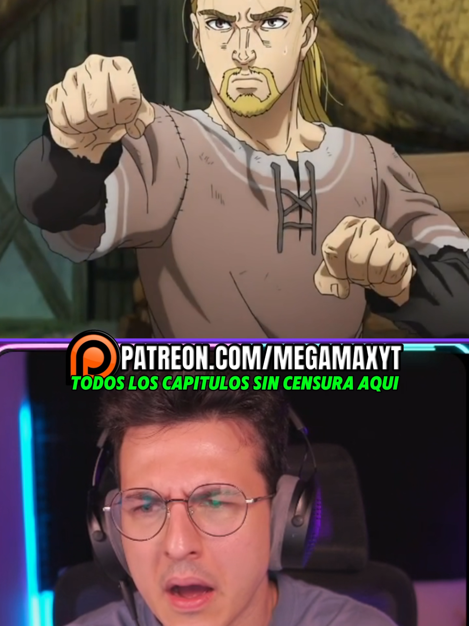 A post by @megamax on TikTok caption: NOS VEMOS EN 2 HORAS EN STREAM #vinlandsaga