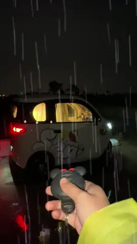 A post by @ellaonwheels_0 on TikTok caption: 🌧️I like to stay in my car on rainy days, listening to the rain, eating and watching movies. It's muted again. I'll send it again. This is my own recording. Please don't mute it. #tricycle #minicar #campinglife #limousine #Outdoor #fyp #relax #rain 