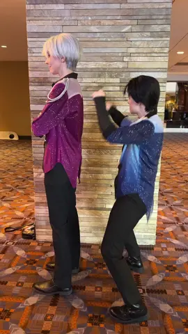A post by @jijnnicosplay on TikTok caption: (I also have a victor version) just letting yuri be the silly goofy pork cutlet bowl he was meant to be • Victor is Novalyse on insta! Yuuri is me  • #yurionice #yurionicecosplay #yoicosplay #victornikiforov #victornikiforovcosplay #yuurikatsuki #yuurikatsukicosplay #katsukiyuuri #victuuri #victuuricosplay 