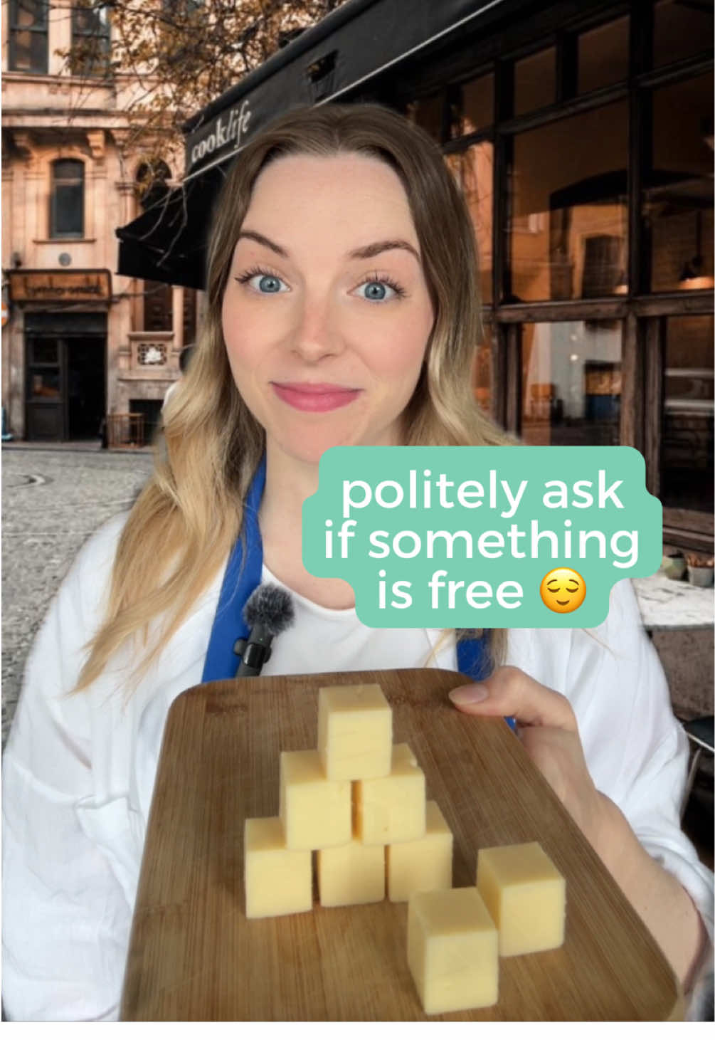 A post by @englishteacherclaire on TikTok caption: Short lesson on asking if something is free… politely! 🙈 Follow along for more everyday English lessons and let me know what you want to see next 🤓 #english #englishteacher #learnenglish #englishlanguage #englishvocabulary #englishlearning #englishtips #englishlesson #englishclass #englishgrammar #Americanenglish