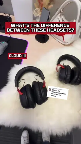 A post by @hyperx on TikTok caption: Replying to @Emil IM GLAD YOU ASKED 😄 here's the difference between the Cloud III Wireless and the Cloud III S Wireless! #gamingheadset #gamer #Gaming #gamingsetup #desksetup