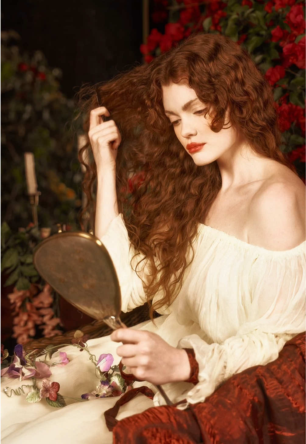 A post by @emackelder on TikTok caption: Lady Lilith inspired photoshoot for @Saint Avangeline 🎨🖼️  #photography #ethereal #portraits #painting #darkfantasy 