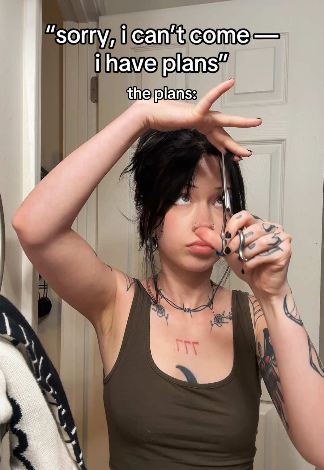 A post by @thelifeofc__ on TikTok caption: if i don’t do this every 2 weeks they’re literally not even bangs anymore 🥲 #bangs #cuttingbangs 