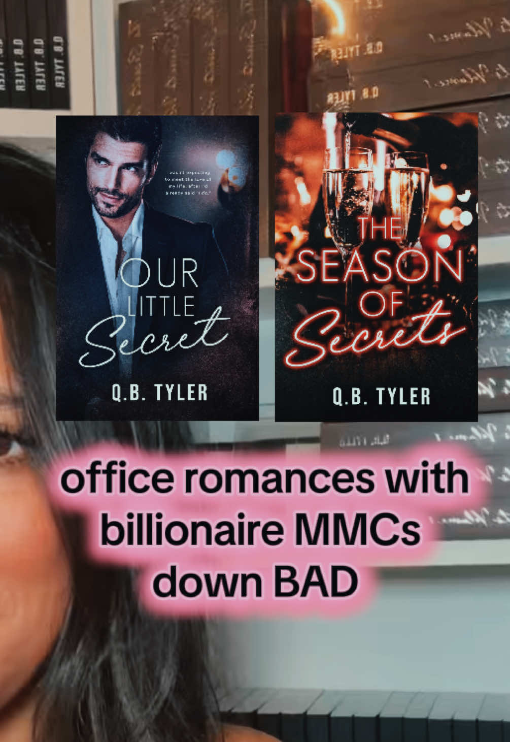A post by @author.qbtyler on TikTok caption: office romances with daddy billionaires 🤝🏼 me #qbtyler #BookTok #forbiddenromance #officeromancetrope 