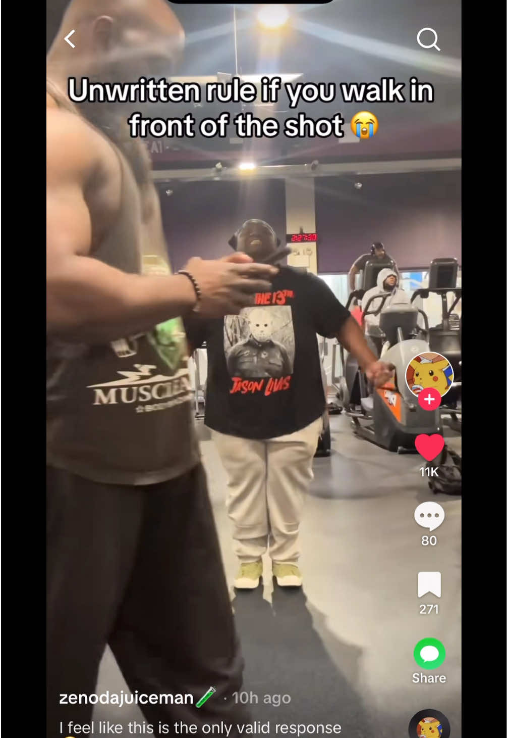 A post by @thejoeyswoll on TikTok caption: Love his energy! 🙏🏼❤️ #gymtok #gym #fyp @zenodajuiceman🧪 