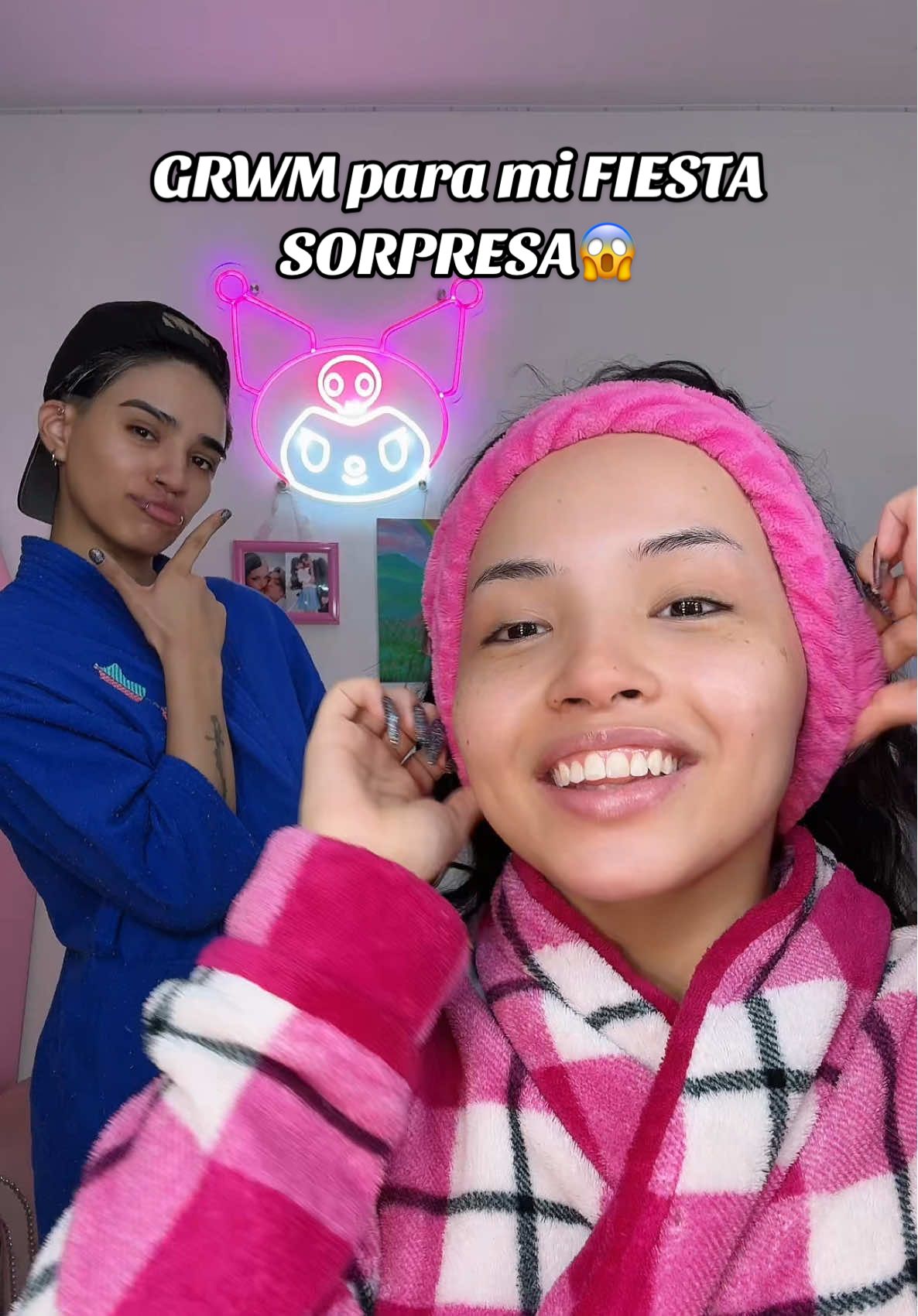 A post by @abigelic on TikTok caption: #gurruwum para mi fiesta sorpresa 😱 (o eso creo JAJAJA) y mi novia elige mi maquillaje