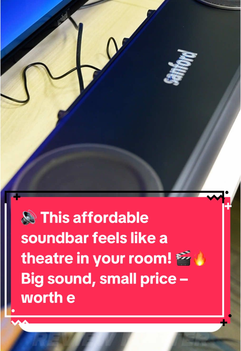A post by @reviewmaster_sl on TikTok caption: 🔊 This affordable soundbar feels like a theatre in your room! 🎬🔥 Big sound, small price – worth every rupee! @Browns Deals  #Soundbar #BudgetTech #HomeTheatreVibes #TechForAll #SinhalaTech #ReviewMaster #AffordableGadgets #LearnOnTikTok 