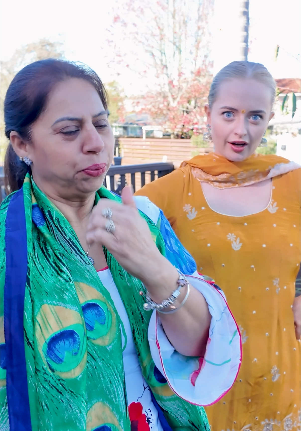 A post by @themodernsinghs on TikTok caption: What everyone thinks a MIL & DIL relationship should look like! So blessed that we are so close 🥰 can’t wait for Saunkan Saunkanay 2 to come out this week!!  . #fyp #punjabi #desi #indian #trending 