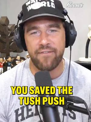 A post by @newheightshow on TikTok caption: Tush Push “savior” Jason Kelce let us know what really happened at the NFL Owner’s Meeting NEW EPISODE OUT NOW!!! Link in bio @Reeses 
