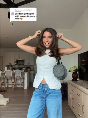 A post by @izzyoller on TikTok caption: Replying to @Nexxus Hair Care will be filming a full hair blowout tutorial today !! 