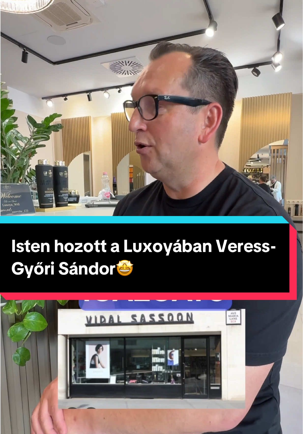 A post by @jakob.zoli on TikTok caption: Londoni csúcs-karrier után itthon épít -most már velünk- még nagyobbat Veress-Győri Sándor.🤩 Isten hozott Sanyi a Luxoya Professional Parisban!🙏 #luxoyahair 